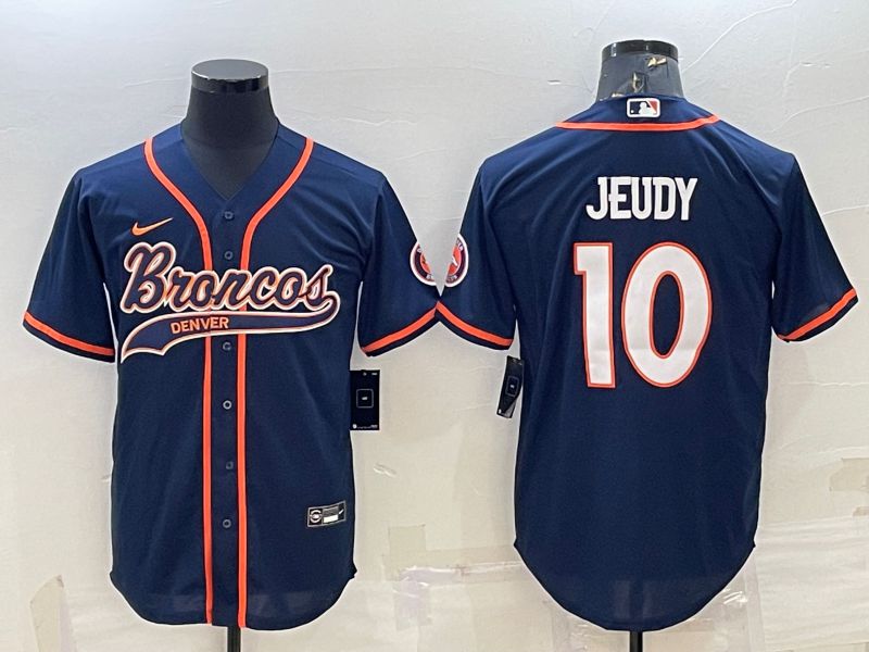 Men Denver Broncos #10 Jeudy Blue 2022 Nike Co branded NFL Jersey
